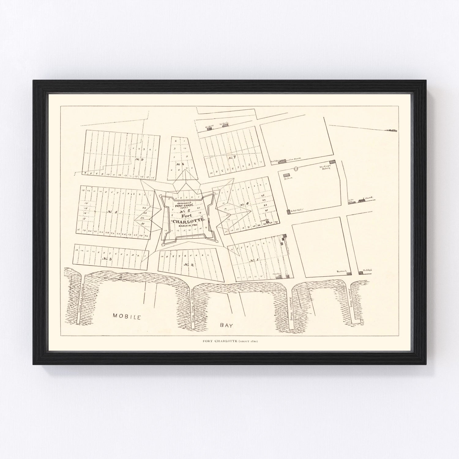 Vintage map of Fort Charlotte, Alabama, 1880 - restored print