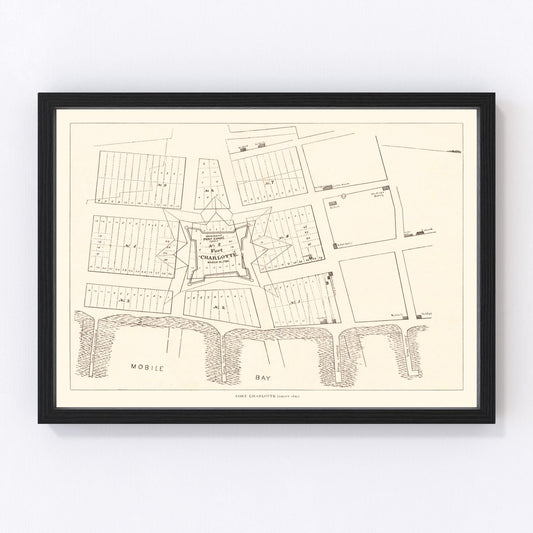 Vintage map of Fort Charlotte, Alabama, 1880 - restored print