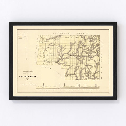 Vintage map of Marion County, Alabama, 1878