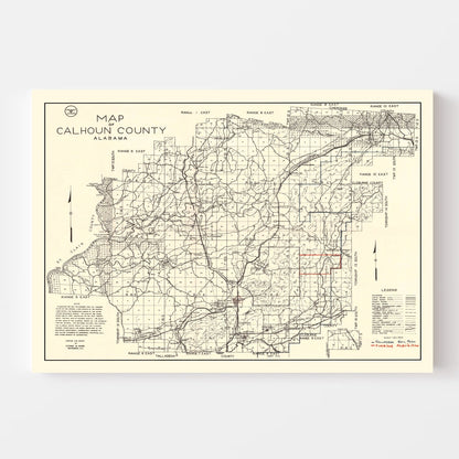 Vintage Map of Calhoun County, Alabama, 1930
