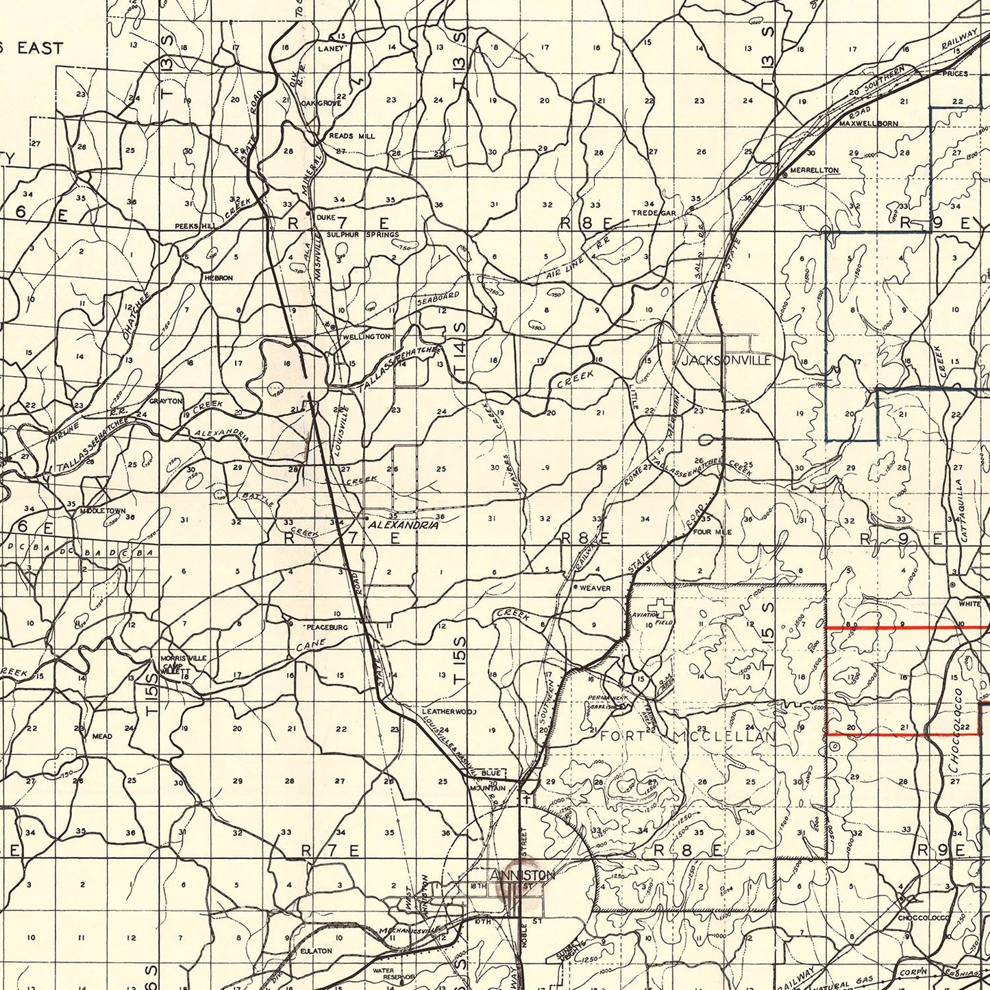 Vintage Map of Calhoun County, Alabama, 1930
