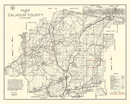 Vintage Map of Calhoun County, Alabama, 1930
