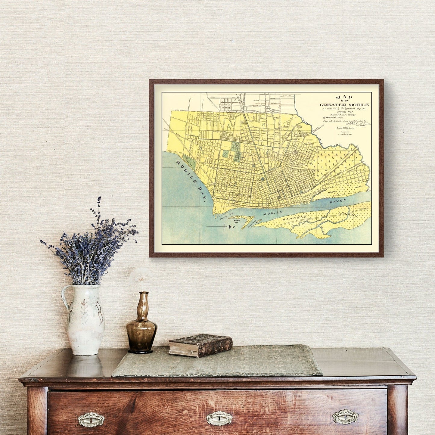 Vintage Map of Mobile, Alabama, 1907