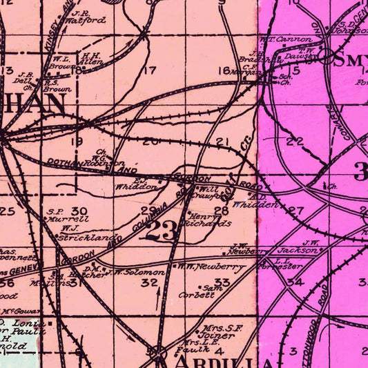 Vintage Map of Houston County, Alabama, 1907
