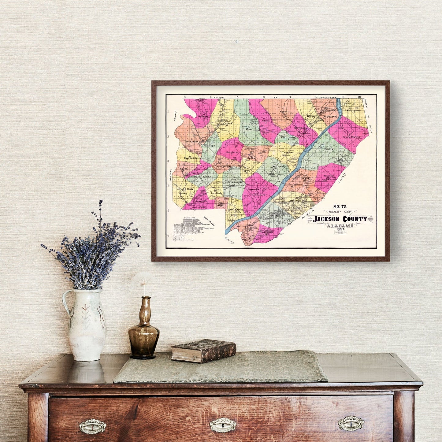 Vintage Map of Jackson County, Alabama, 1907