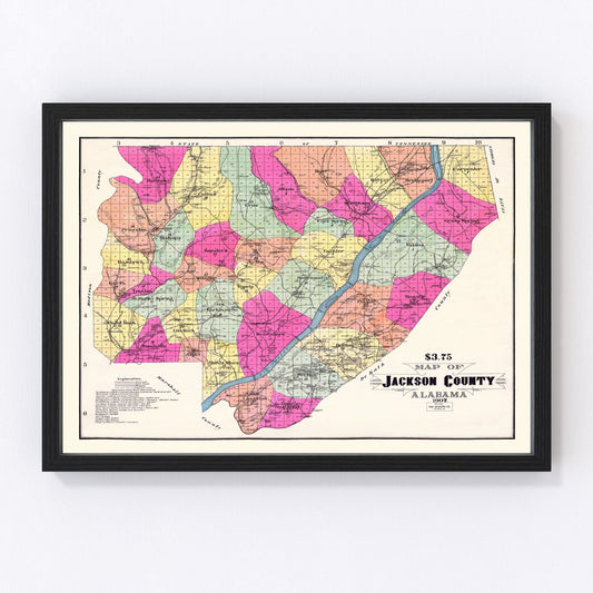Vintage map of Jackson County, Alabama, 1907