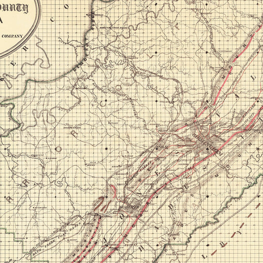 Vintage Map of Jefferson County, Alabama, 1892