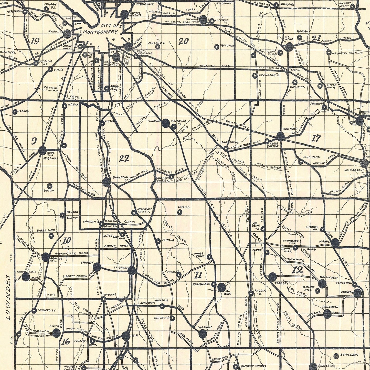 Vintage Map of Montgomery County, Alabama, 1918