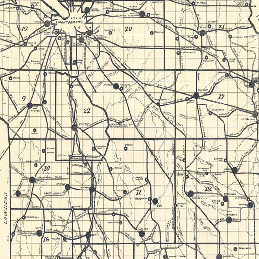 Vintage Map of Montgomery County, Alabama, 1918