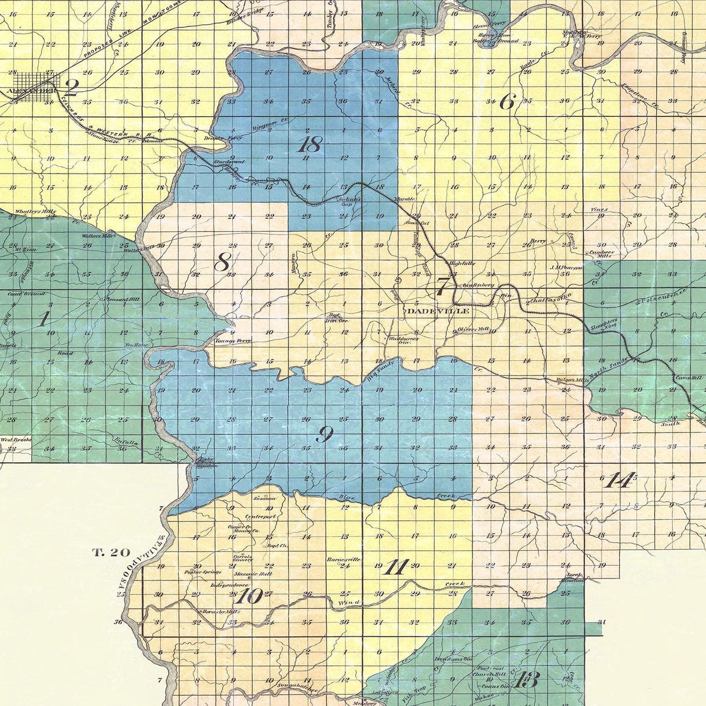 Vintage Map of Tallapoosa County, Alabama, 1885