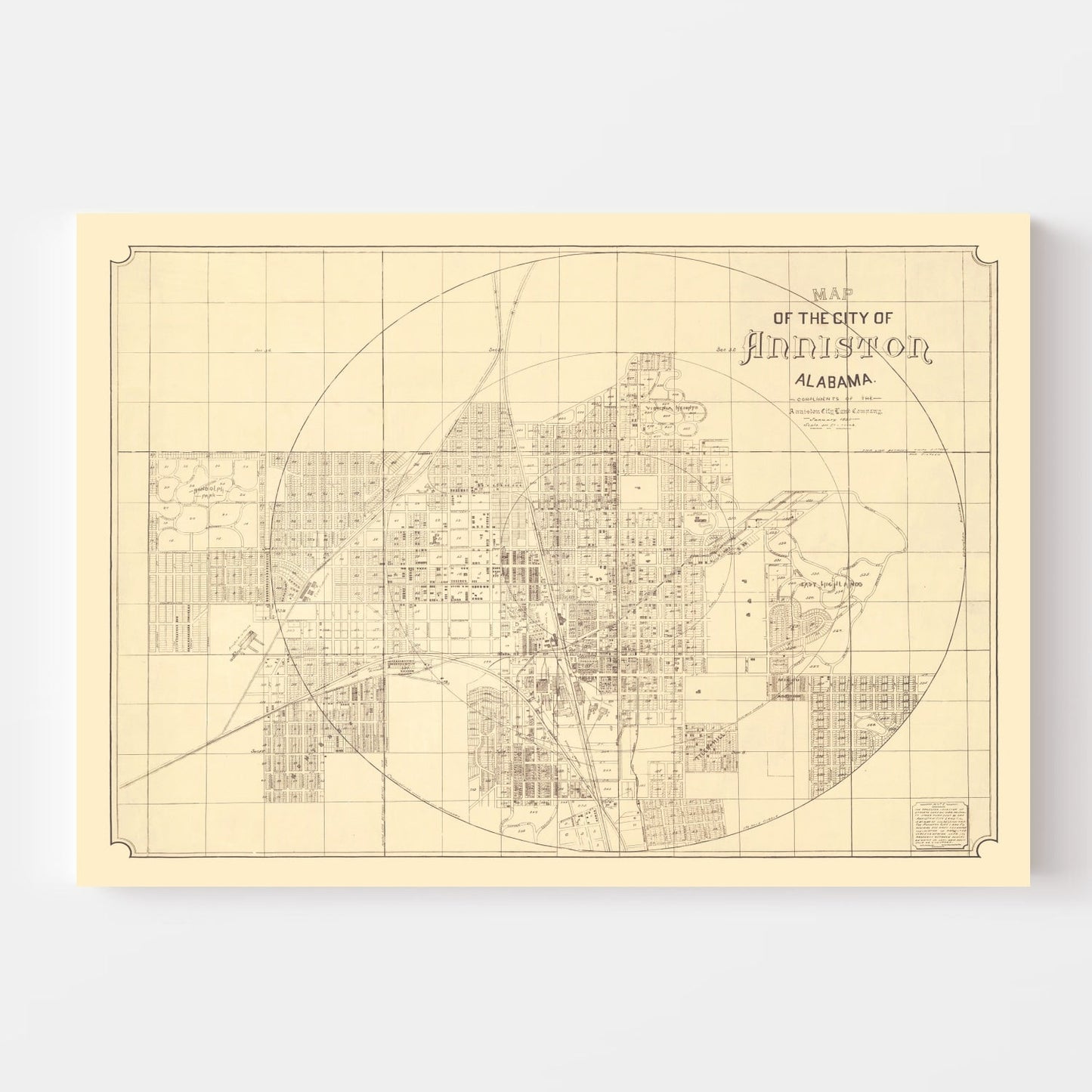 Vintage Map of Anniston, Alabama, 1890