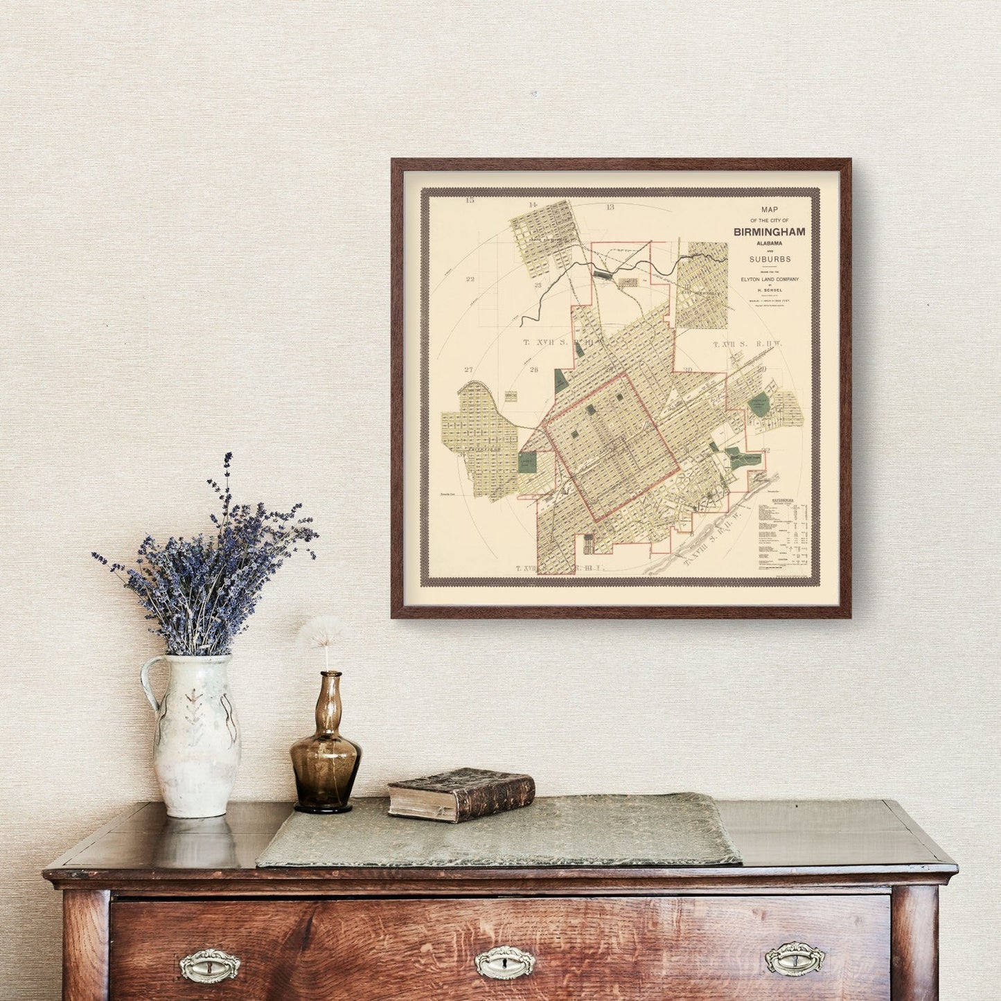 Vintage Map of Birmingham, Alabama, 1888