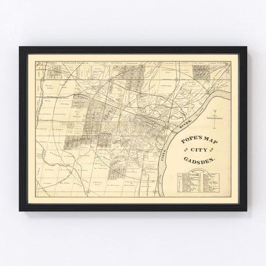 vintage map of Gadsden, Alabama, 1888