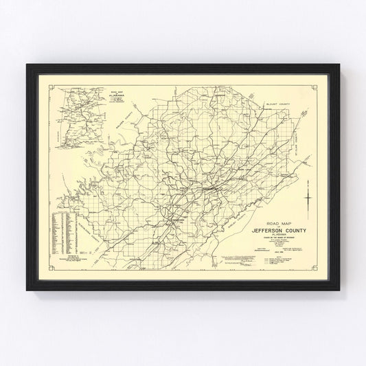 Vintage map of Jefferson County, Alabama, 1916