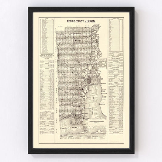 Vintage map of Mobile County, Alabama, 1915