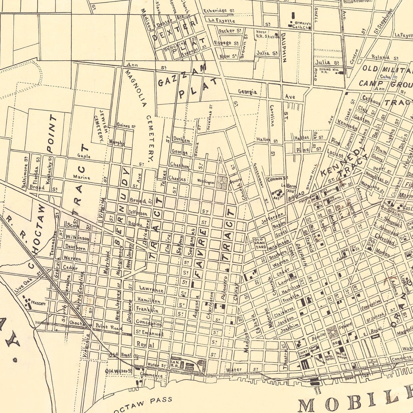 Vintage Map of Mobile, Alabama, 1888