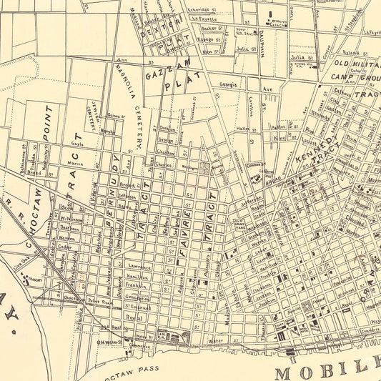 Vintage Map of Mobile, Alabama, 1888