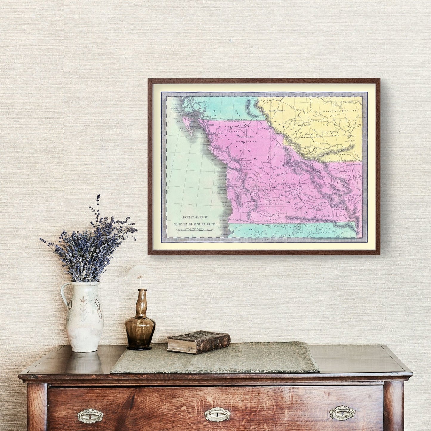 Vintage Map of Washington Territory, 1842