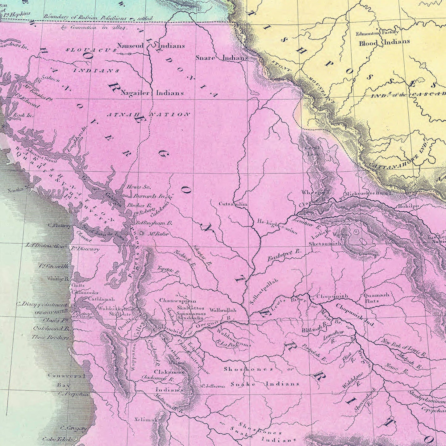 Vintage Map of Washington Territory, 1842