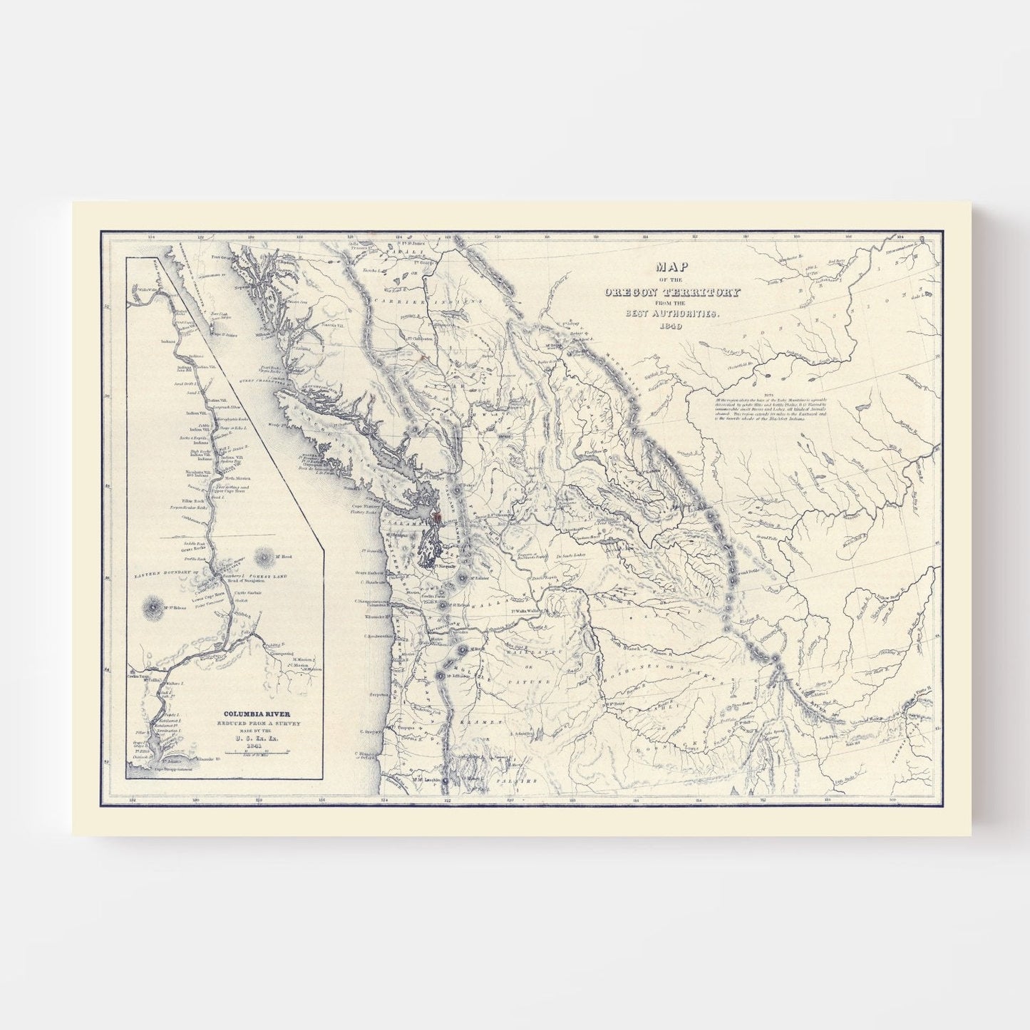 Vintage Map of Washington Territory, 1849