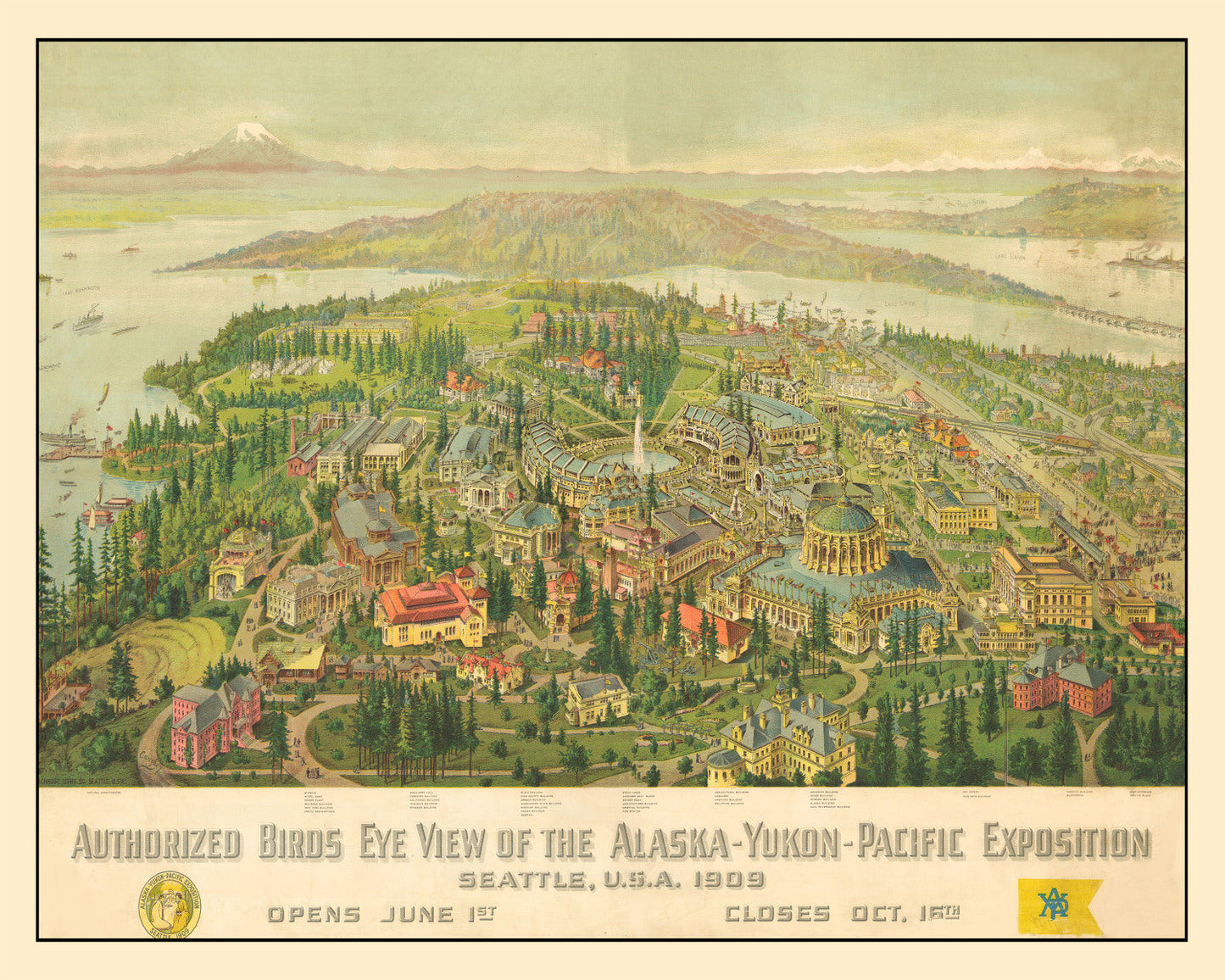 Vintage Map of Seattle, Washington, 1909