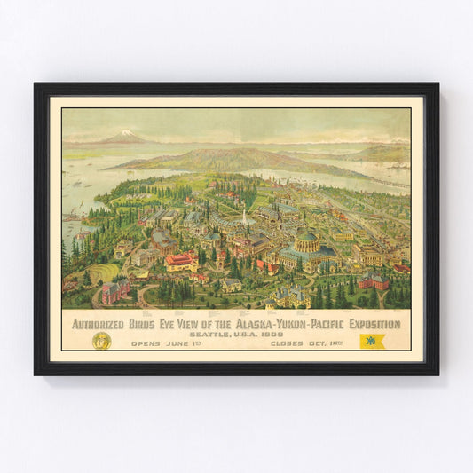 vintage map of Seattle, Washington, 1909