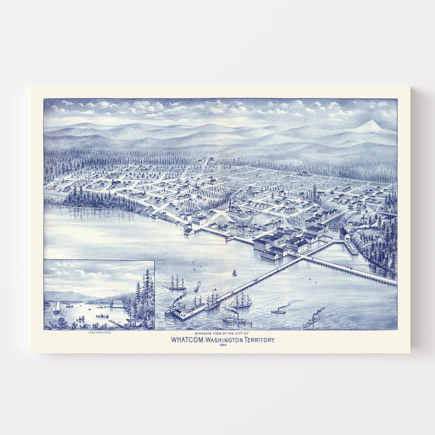 Vintage Map of Whatcom, Washington, 1889
