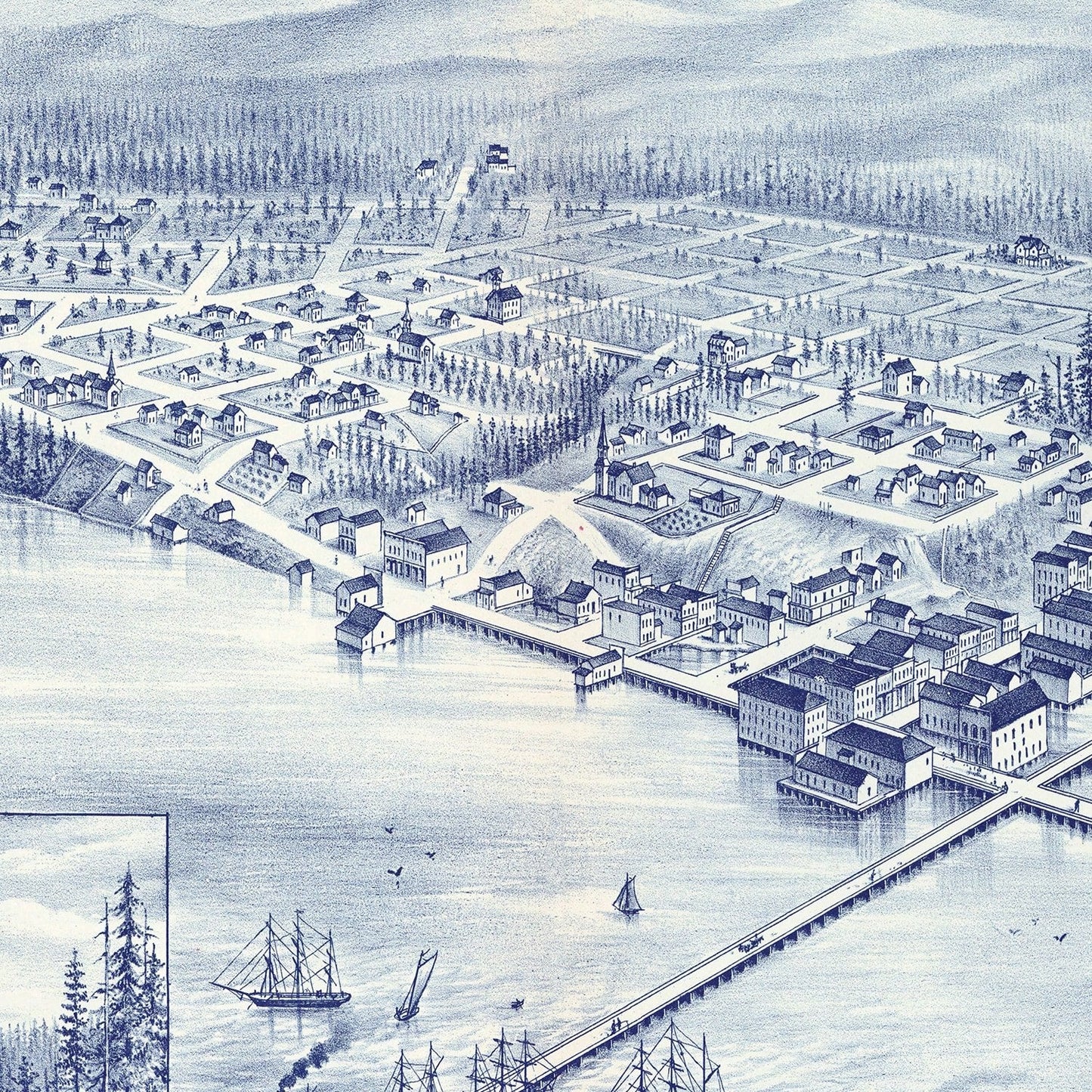 Vintage Map of Whatcom, Washington, 1889