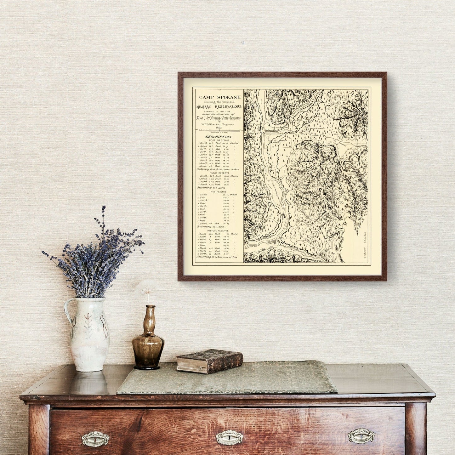 Vintage Map of Camp Spokane, Washington, 1882 | Wall Art