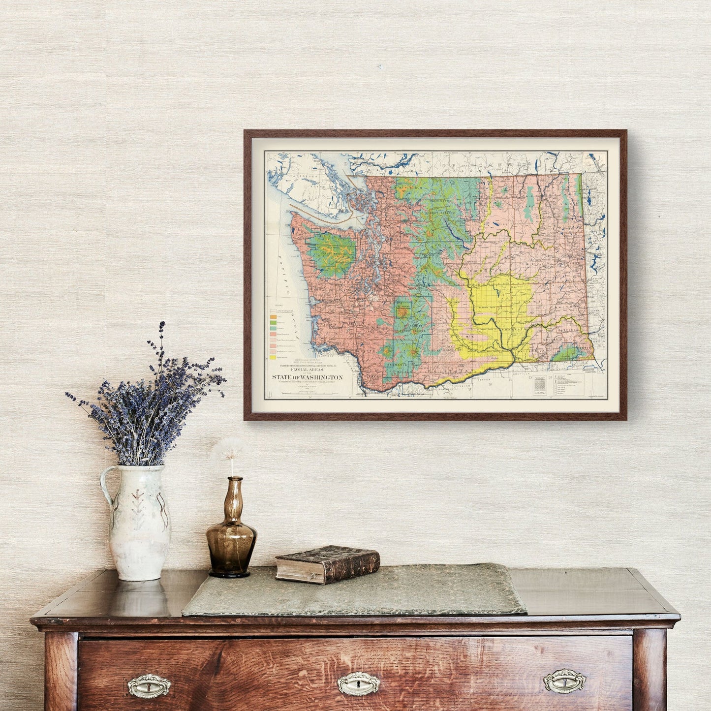 Vintage Map of Washington State, 1889 Edition B