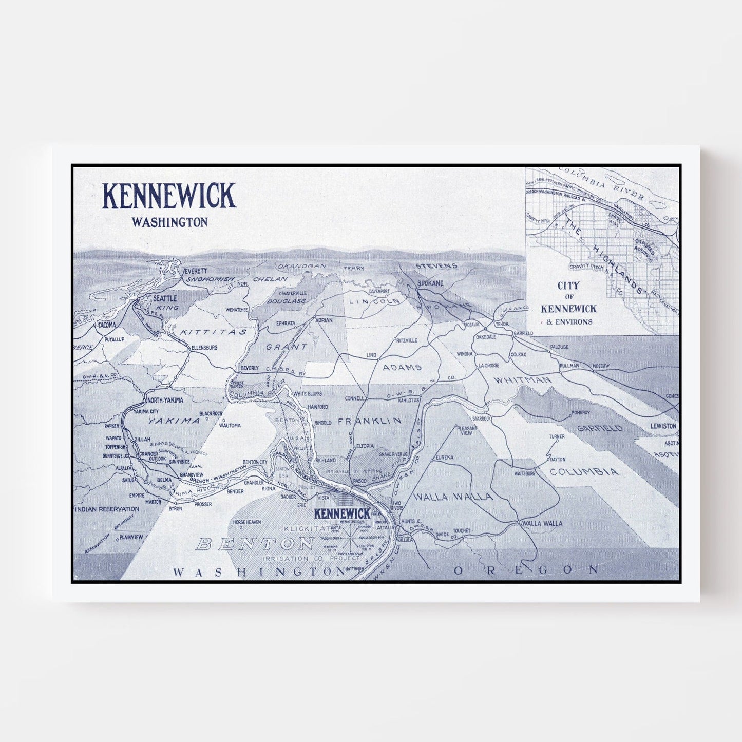 Vintage Map of Kennewick, Washington, 1911
