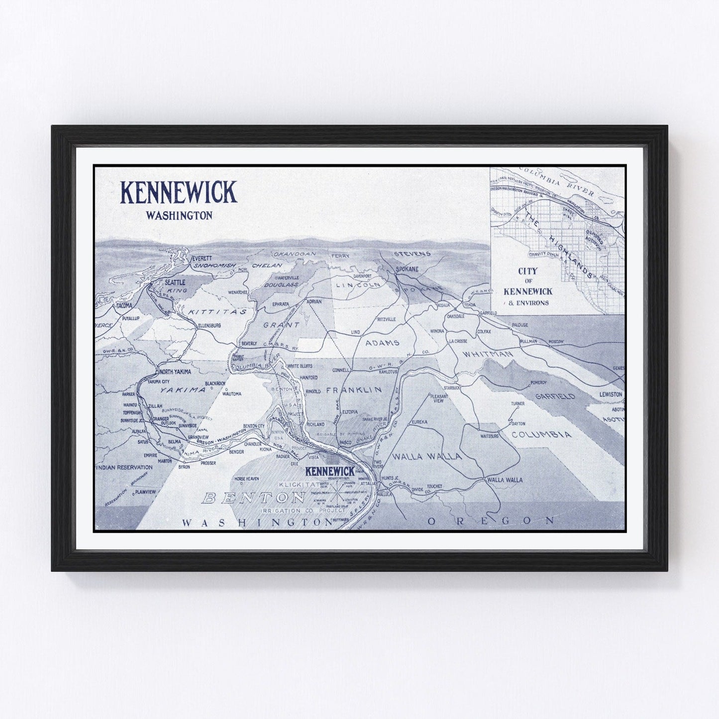 Vintage map of Kennewick, Washington, 1911