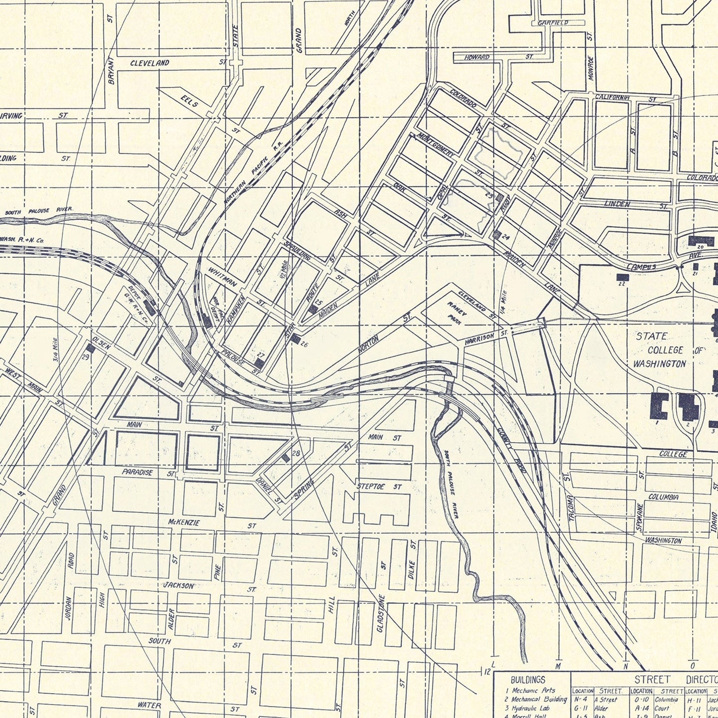 Washington State University, Pullman 1920 Vintage Map