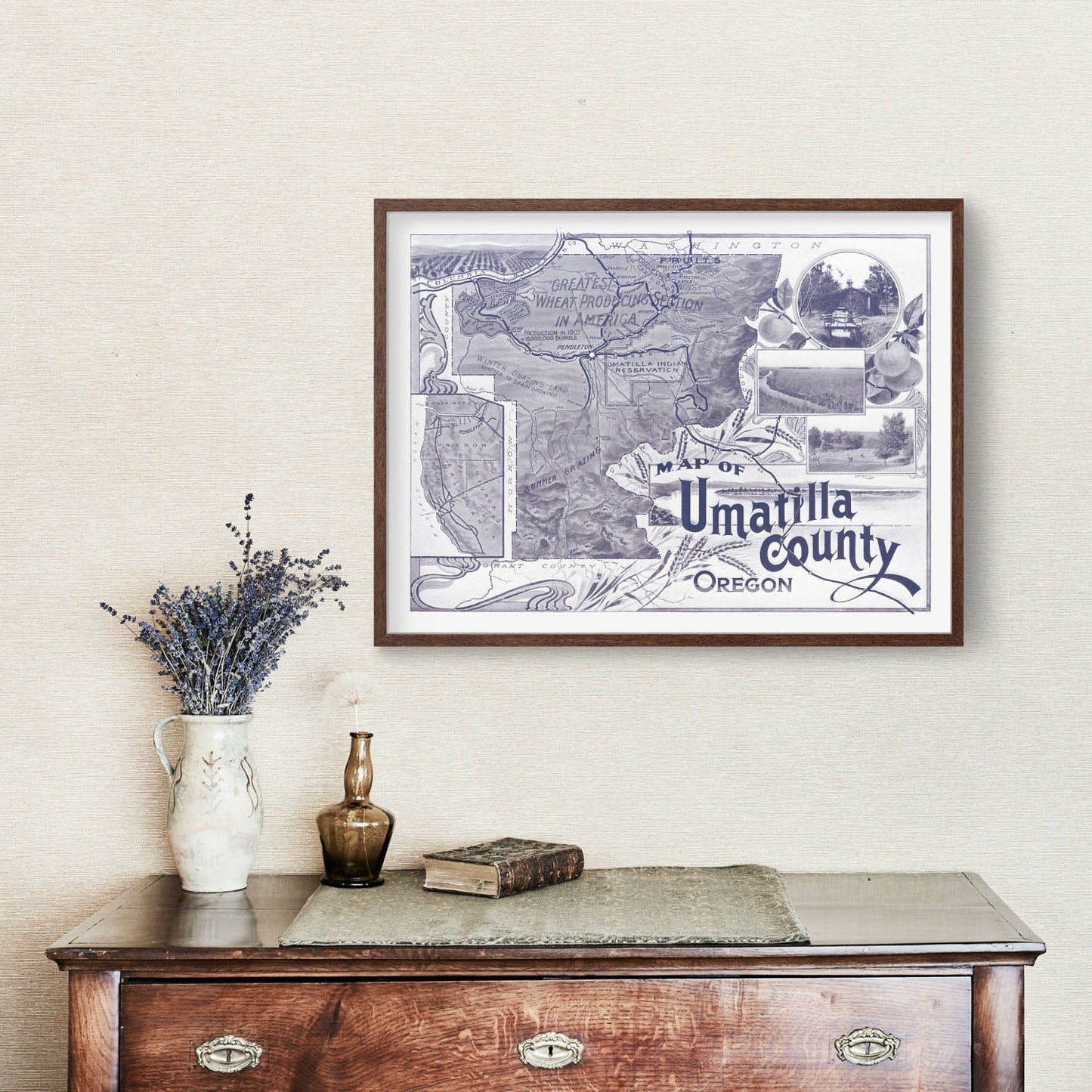 Vintage Map of Umatilla County, Washington, 1908