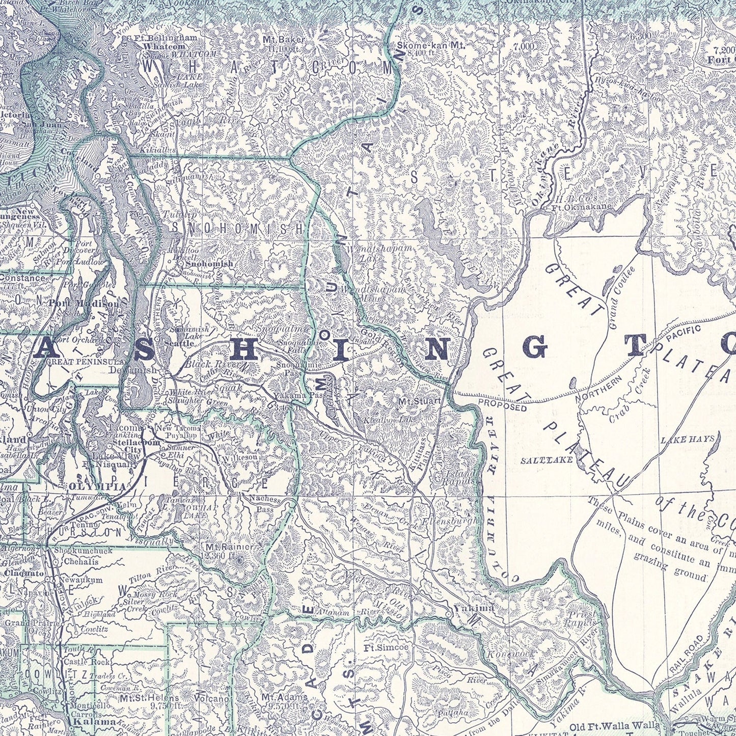 Vintage Map of Washington Territory, 1881