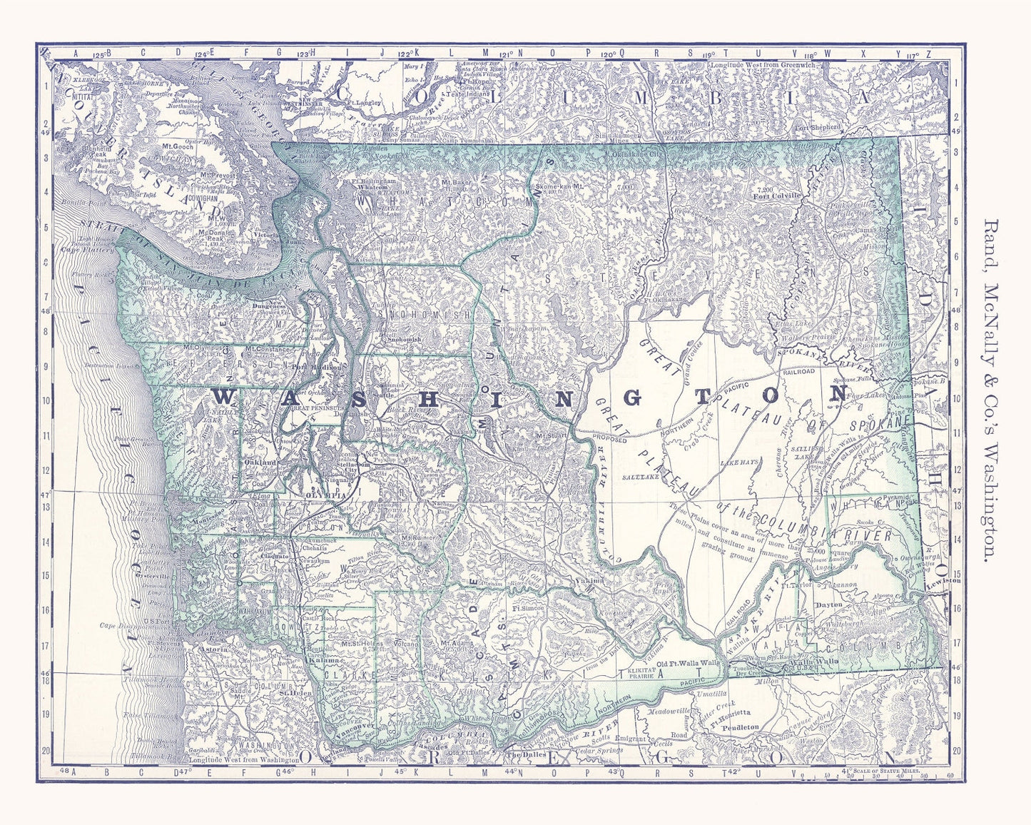 Vintage Map of Washington Territory, 1881
