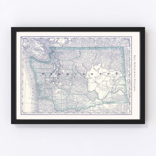 Vintage map of Washington Territory, 1881, settlements and railroads, digitally restored