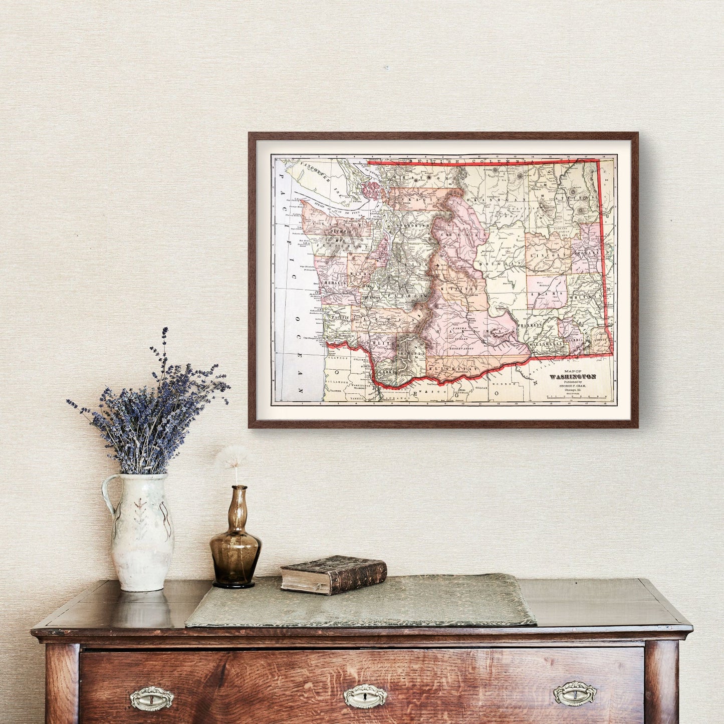 Vintage Map of Washington State, 1904