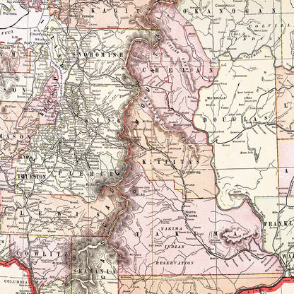 Vintage Map of Washington State, 1904