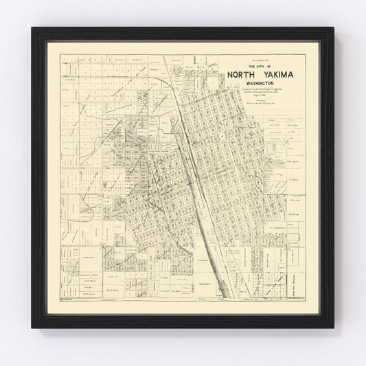 vintage map of North Yakima, Washington, 1908