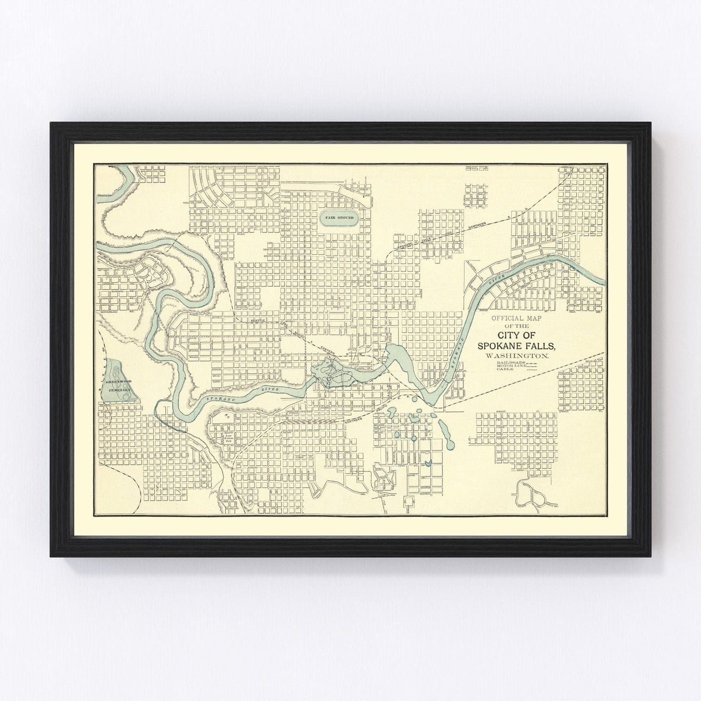 Vintage map of Spokane Falls, Washington, 1895