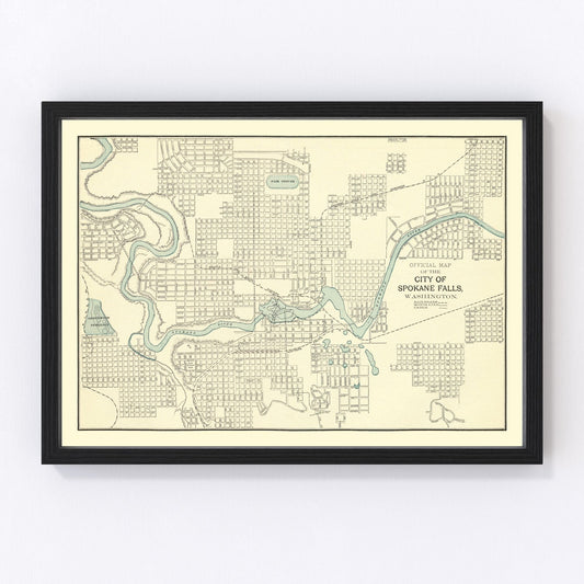 Vintage map of Spokane Falls, Washington, 1895