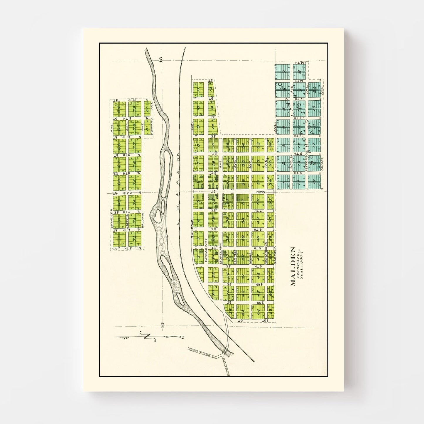 Vintage Map of Malden, Washington, 1910