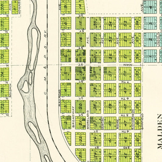 Vintage Map of Malden, Washington, 1910