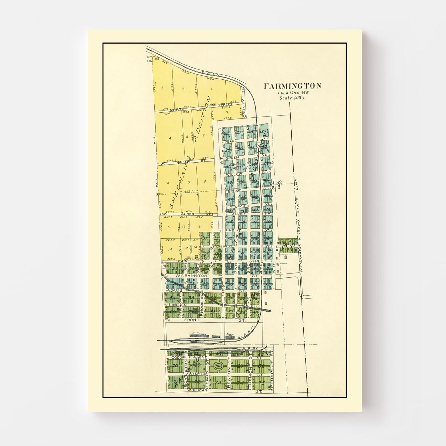 Vintage Map of Farmington, Washington, 1910
