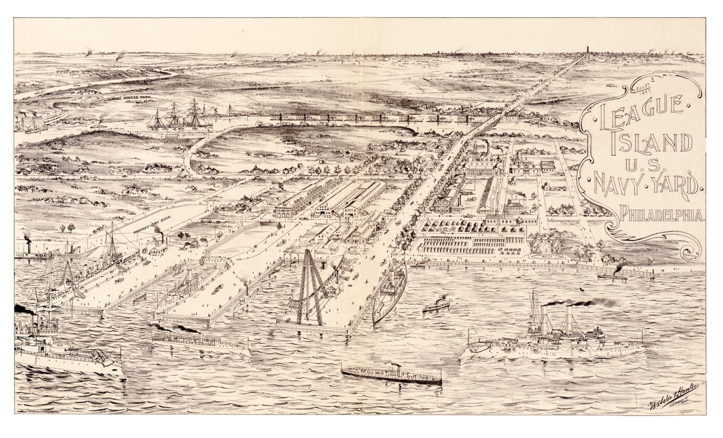 Vintage Map of Philadelphia, Pennsylvania, 1897, No. 2