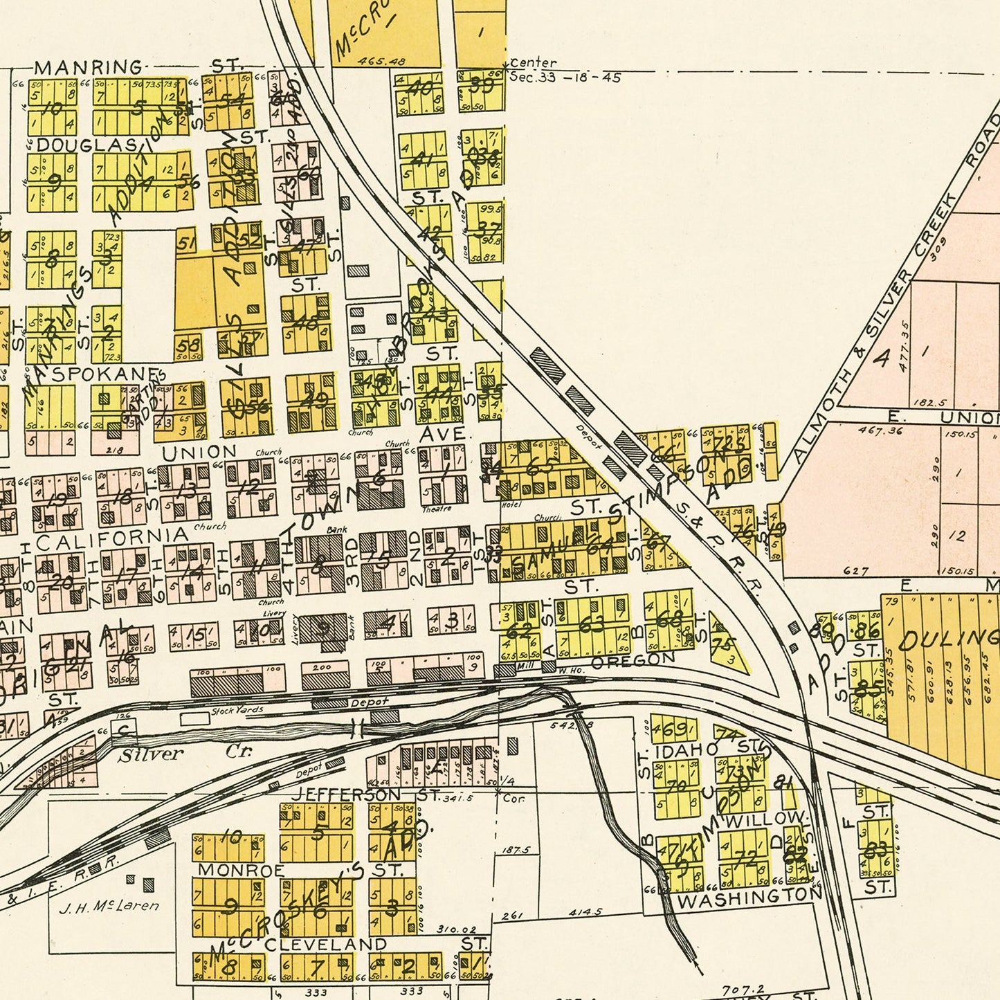 Vintage Map of Garfield, Washington, 1910