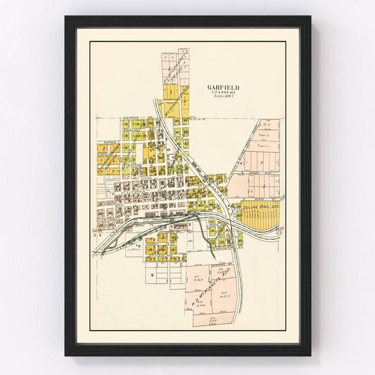 vintage map of Garfield, Washington, 1910