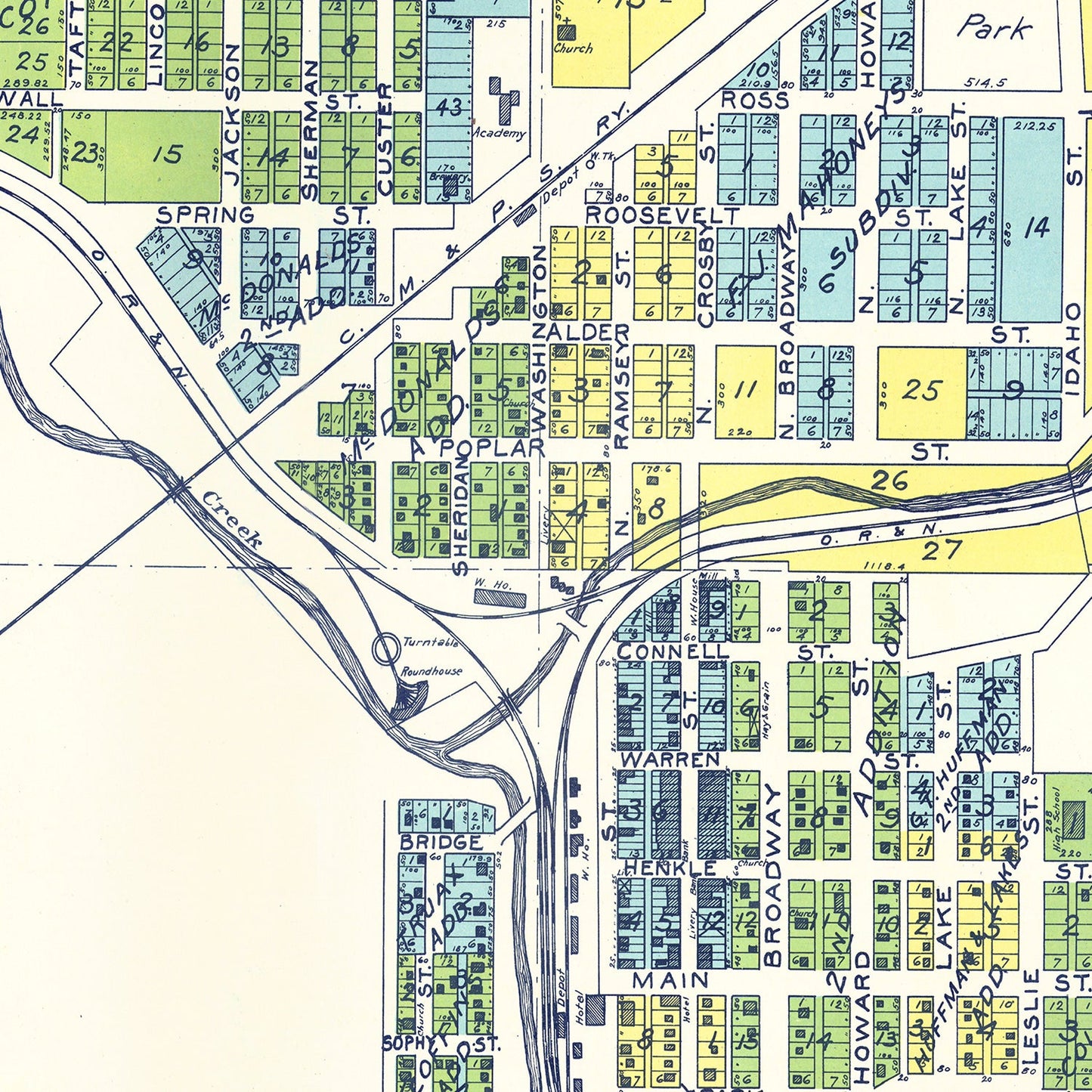 Vintage Map of Tekoa, Washington, 1910