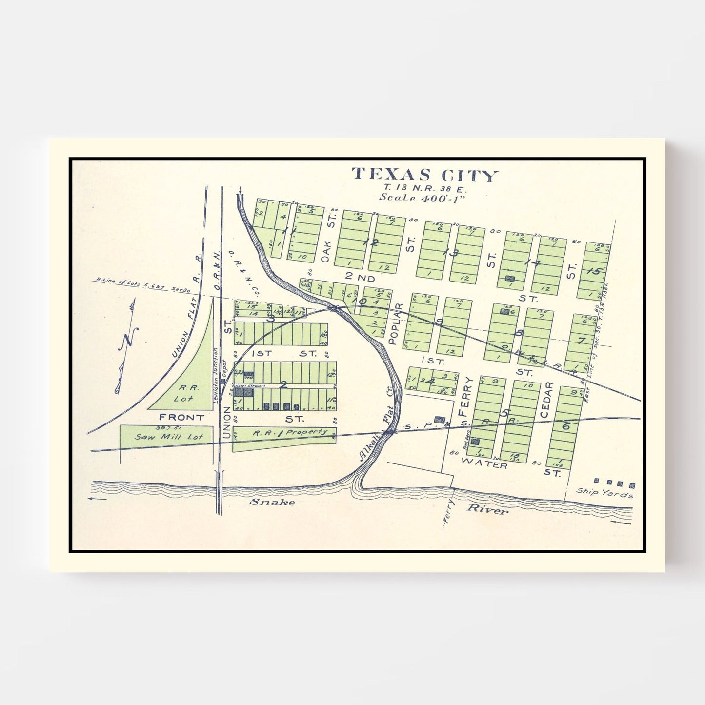 Vintage Map of Texas City, Washington, 1910